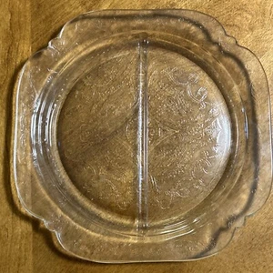 Federal Madrid Clear Glass 2 Part Divided Plate 11" - Picture 1 of 6