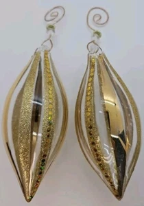 Classici Natalizi 6" Ornamenti a Goccia Vetro Trasparente con Glitter Oro, Filo,... - Foto 1 di 14