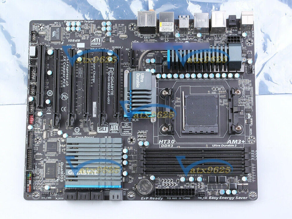 ONE used GIGABYTE GA-990FXA-UD5 Socket AM3+ AMD 990FX DDR3 ATX USB3.0 - Image 1 of 1