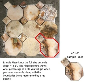 12x12 Tile Onyx Octagonal Diamond Remodel Stone About 4x6 SAMPLE PIECE TS-06 - Picture 1 of 7