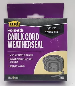 1 Box - md - Replaceable Caulk Cord Weatherseal - 1/8" x 30' - Gray - 71522 - Picture 1 of 3
