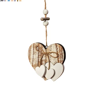 Heart-Shaped Wooden Decorative Hanging Handmade Hearts Ornaments for Wedding Par - Picture 1 of 5