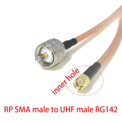 RP SMA male to UHF plug PL259 RF jumper cable RG142 50cm Low Loss Adapter NEW - Image 1 of 4