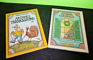 Arthur's CHRISTMAS & Arthur's THANKSGIVING by M Brown, 1st First Ed, Hardback DJ - Picture 1 of 20
