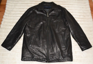 Top Gun First Class Italian Lamb Black Buttery soft leather zip jacket, Mens L