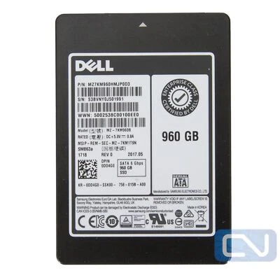DELL 960GB SM863a Samsung SSD MZ-7KM960B SATA 6 G bps MZ7KM960HMJP0D3 - Image 1 of 2