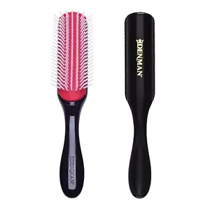 Cepillo Para Cabello Rizado D3 Negro Y Rojo Cepillo Peinado De 7 Filas 1 Paquete - Picture 1 of 6