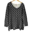 Catherines Geometric Button Front Cardigan Sweater Plus Size 3X 26/28W Black