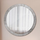 Modern Round Mirror with Decorative Prints on Glass Colorful Frame gray concrete
