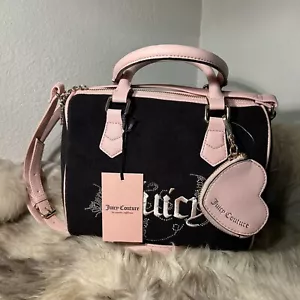 NWT Juicy Couture Wingin It Speedy Satchel Crossbody - Black & Pink - Butterfly - Picture 1 of 5