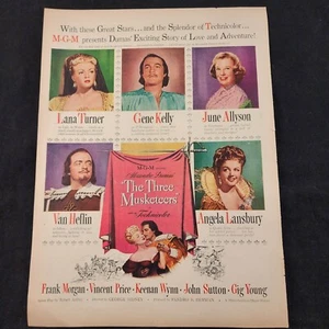 The Three Musketeers w Lana Turner Gene Kelly More 1948 Original Print Movie Ad - Picture 1 of 6