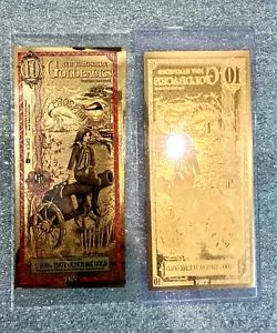 10 banconote New Hampshire Goldback 1/100 oz oro puro 24 carati Aurum Gold Foil IN MAGAZZINO! - Foto 1 di 6