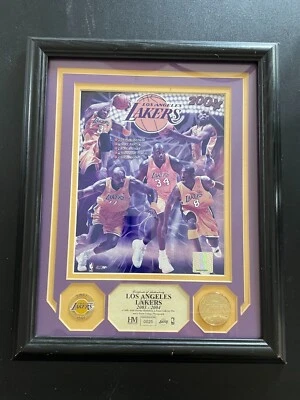 2004 Lakers Kobe Shaq Malone Payton George 24KT Gold Medallion Highland Mint - Image 1 of 4