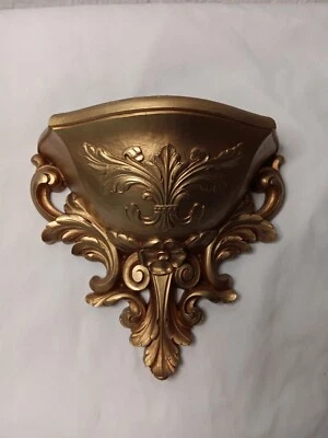 Aplique de pared de plástico dorado 6050 Syroco HOMCO de colección 1978 para plantas de imitación Foto 1 de 4