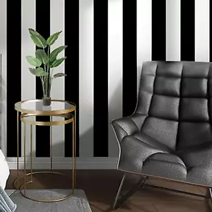 Guvana Stripe Black and White Peel and Stick Wallpaper Self-Adhesive Wallpaper 1 - Picture 1 of 7