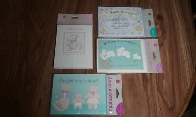 Vintage 4 Sets American Greeting Baby Shower Invitations Cards & Envelopes USA - Image 1 of 4