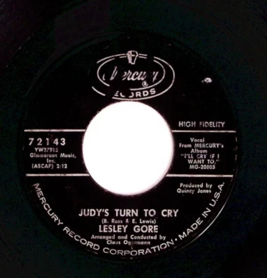 LESLEY GORE JUDY'S TURN TO CRY/JUST LET ME CRY MERCURY RECORDS VINYL 45 73-67 - Imagem 1 de 3