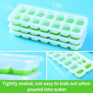 Ice Cube Trays, 3 Pack, Reusable Silicone 14-Ice Cube Molds, Ice Tray with Sp... - Picture 1 of 7