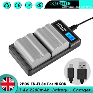 2x EN-EL3e EL3a Battery + Dual Charger For Nikon D50 D70 D80 D90 D100 D200 D300 - Picture 1 of 12