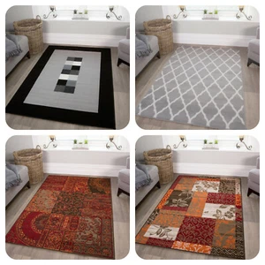 Moderne Teppiche für Wohnzimmer Marokkanisches Rankgitter Patchwork Umrandet Groß Teppich Matte - Bild 1 von 17