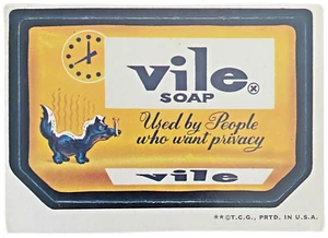 Pegatina de colección 1973 Topps paquetes locos jabón vile - Imagen 1 de 2