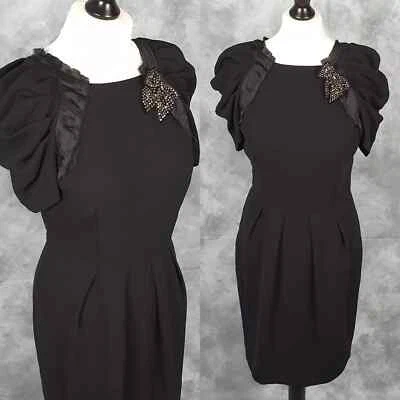 Vestido Vaina MISS SIXTY Negro Manga Abullonada Talla L Reino Unido 12 Ocasiones Noche Cóctel Foto 1 de 4