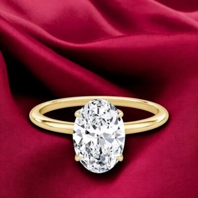 Yellow Gold Ring IGI or GIA Certified Natural Diamond Oval 1.10 Ct 18k Band 6 7 - Image 1 of 4