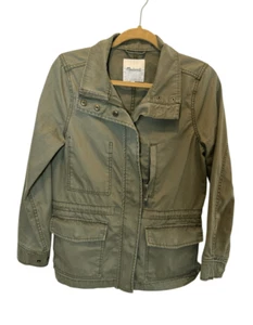 Madewell Army Green Field Jacket Flap Pockets Drawstring Waist - Picture 1 of 8