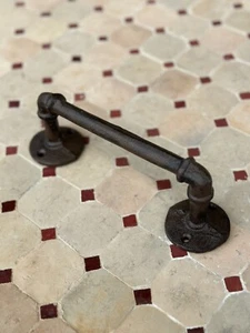 Antique Style Rustic Cast Iron Handle Bar Barn Pipe Hand Towel Door Drawer - Picture 1 of 4