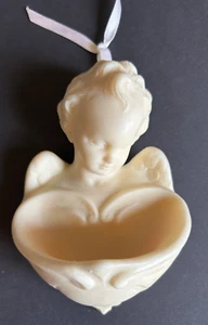 Vintage Italy Catholic Wall Hanging 3D Cherub Angel Holy Water Font Pocket Resin - Picture 1 of 7