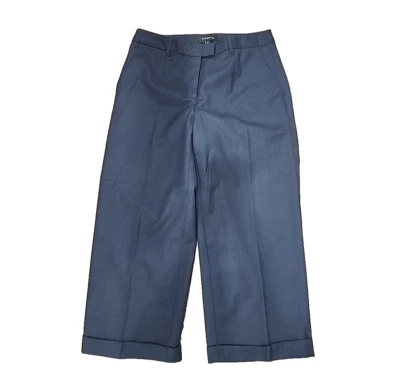 Pantalones Talbots Italianos Franela Pierna Ancha Azul Crop Lana Puños Nuevos con Etiquetas Para Mujer 6 Foto 1 de 4