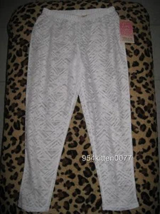 NWT MIKEN WHITE LACE SHEER SWIM SUMMER COVERUP PANTS SMALL - Picture 1 of 1