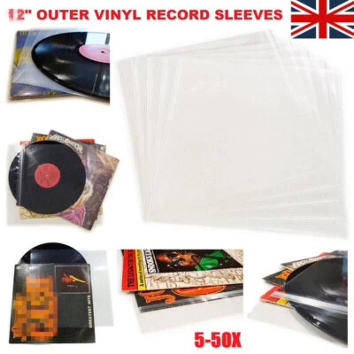 FIXTI 5-50PCS - Clear 12" VINYL RECORD POLYTHENE COVERS SLEEVES UK.