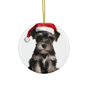 Adorno colgante de cerámica para árbol de Navidad - Diseño de cachorro Schnauzer miniatura - Imagen 1 de 4