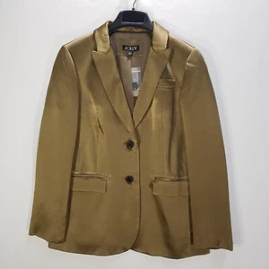 J Crew Parke Blazer Damen 6 Glanz glänzend Krepp Arbeit Freizeit Bronze NEU - Bild 1 von 11