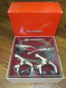 NOS VINTAGE MODOLO MASTER SLK 90 FELGEN BREMSSATTEL & DROP STANGE HEBEL SET - WEISS - Bild 1 von 11