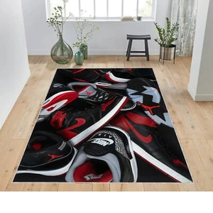Decor Rug, Sneakers, Custom Shoes Rug, Fashion Room Rug, Air Flying Rug, Rug For - Picture 1 of 12