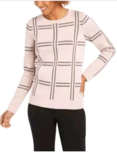 Charter Club Women's Printed Crewneck Sweater Pink Size XX-Large - Picture 1 of 4