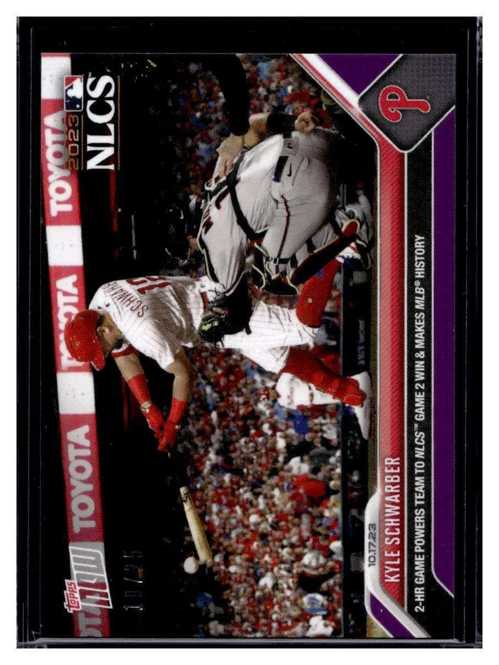 2023 Topps Now #1012 Kyle Schwarber Purple Parallel Card #d /25 - Image 1 of 2