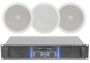 STEREO AMPLIFIER 1X DUAL COIL CEILING SUBWOOFER & 2 SATELLITE CEILING SPEAKERS - Picture 1 of 1