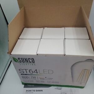 Lot Of 6 Sunco Lighting Dusk to Dawn Light Bulbs LED Edison 4000K Cool White 7W 