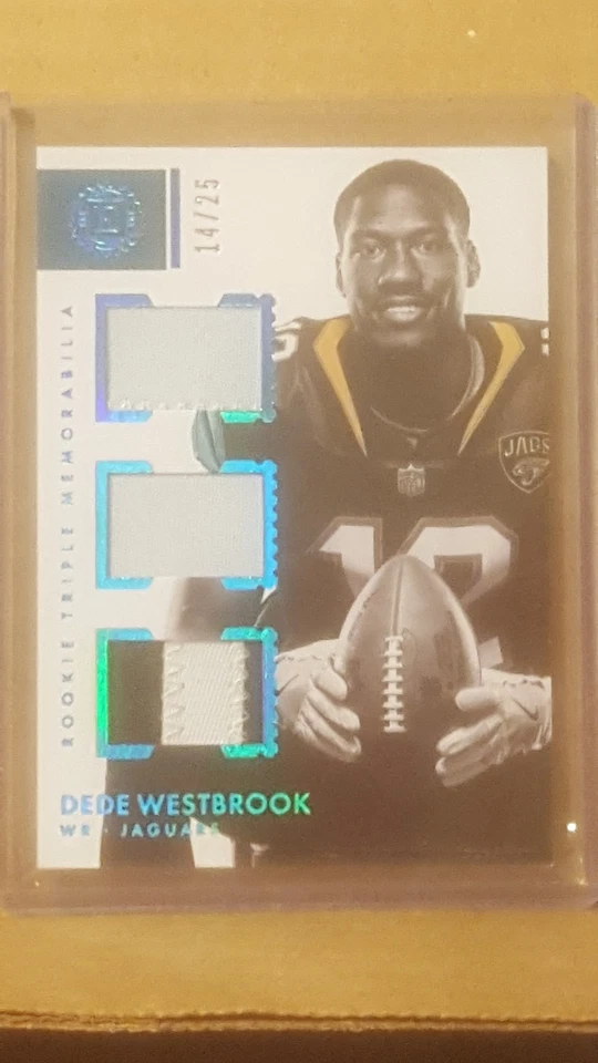Dede Westbrook 2017 Encased Rookie Sapphire Triple Memorabilia #14/25 Jaguars WR - Image 1 of 3