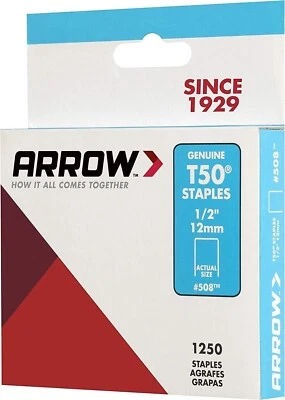 ARROW FASTENER ARROW 508 Genuine T50 1/2-Inch Staples 1250-Pack