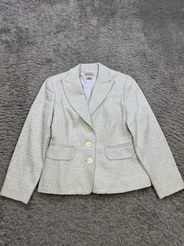 Michael Kors Blazer Donna 4 Argento Jacquard Metallizzato Cappotto Sportivo Giacca Carriera