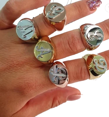 Anello con lettera Argento 925 con zirconi, gioielli donna regalo Ragazza - Immagine 1 di 3