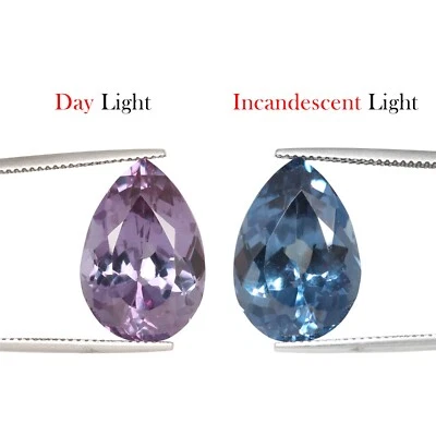 Hermosa piedra preciosa suelta de alejandrita de doble color de 9,5 quilates corte pera para joyería Foto 1 de 4