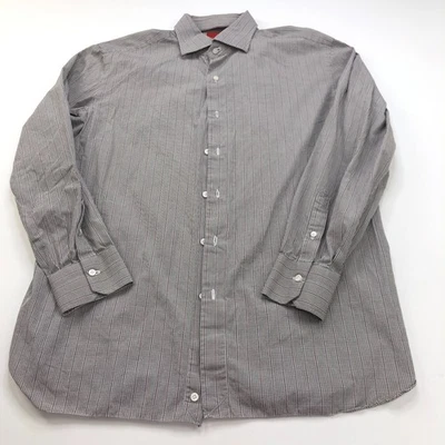 Isaia Napoli 17/43 см коричневый красный кнопка длинным рукавом хлопок полиэстер платье рубашка - Изображение 1 из 4