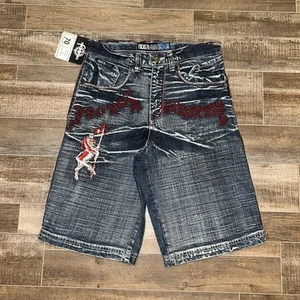 Deadstock Focus 70 Jorts Youth 14 (28x11) Baggy Grunge Embroidered Y2K Fusai - Picture 1 of 5