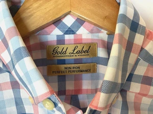 ROUNDTREE & YORKE Hombres Etiqueta Dorada Rendimiento Perfecto Azul Rosa Blanco Cuadros Pequeño - Imagen 1 de 5