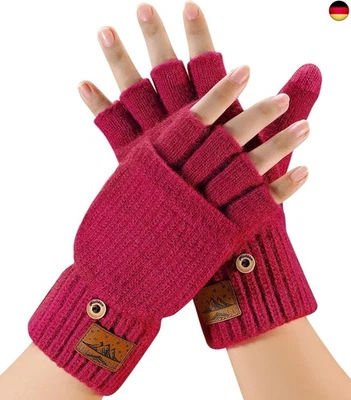 Fingerlose Handschuhe Herren und Damen - Halbfingerhandschuhe mit Kappe,Winter - Bild 1 von 4